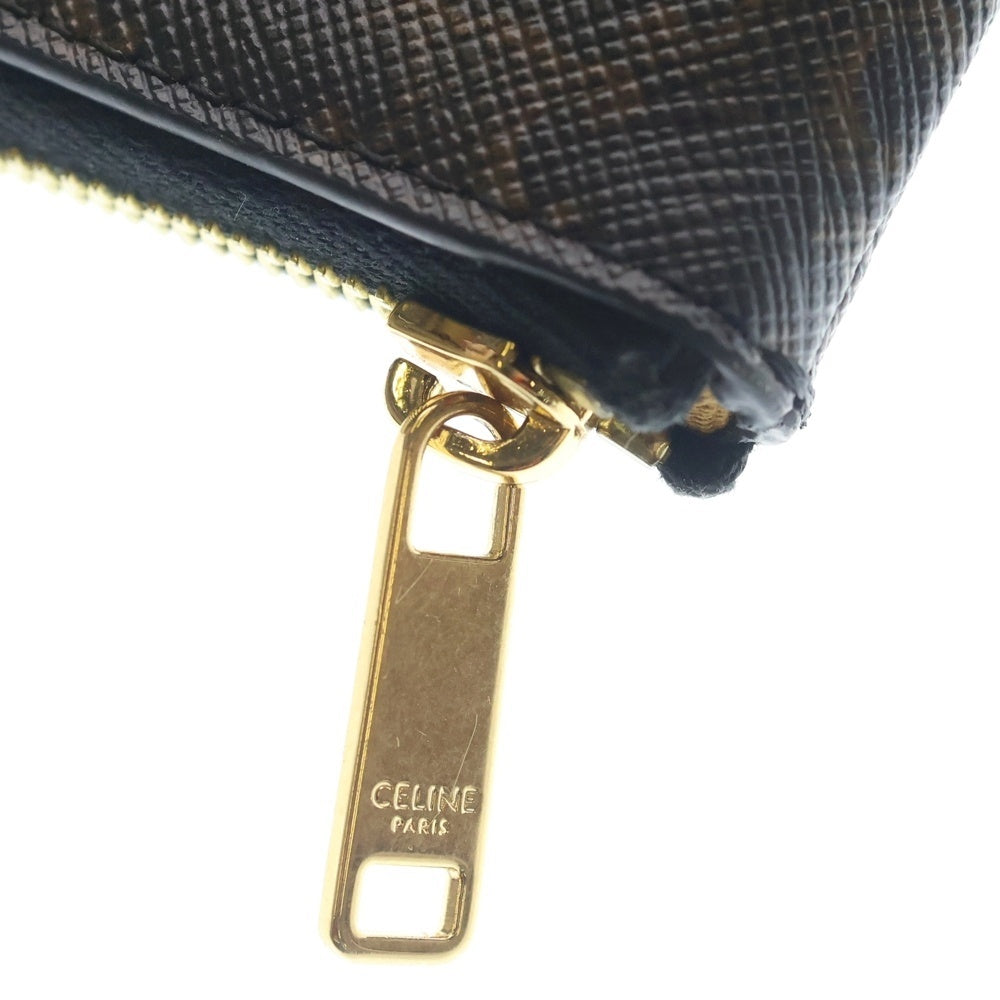 CELINE(セリーヌ) トリオンフ ロゴコインケース バッグチャーム 財布 小物入れ ブラウン PVC レザー ゴールド金具