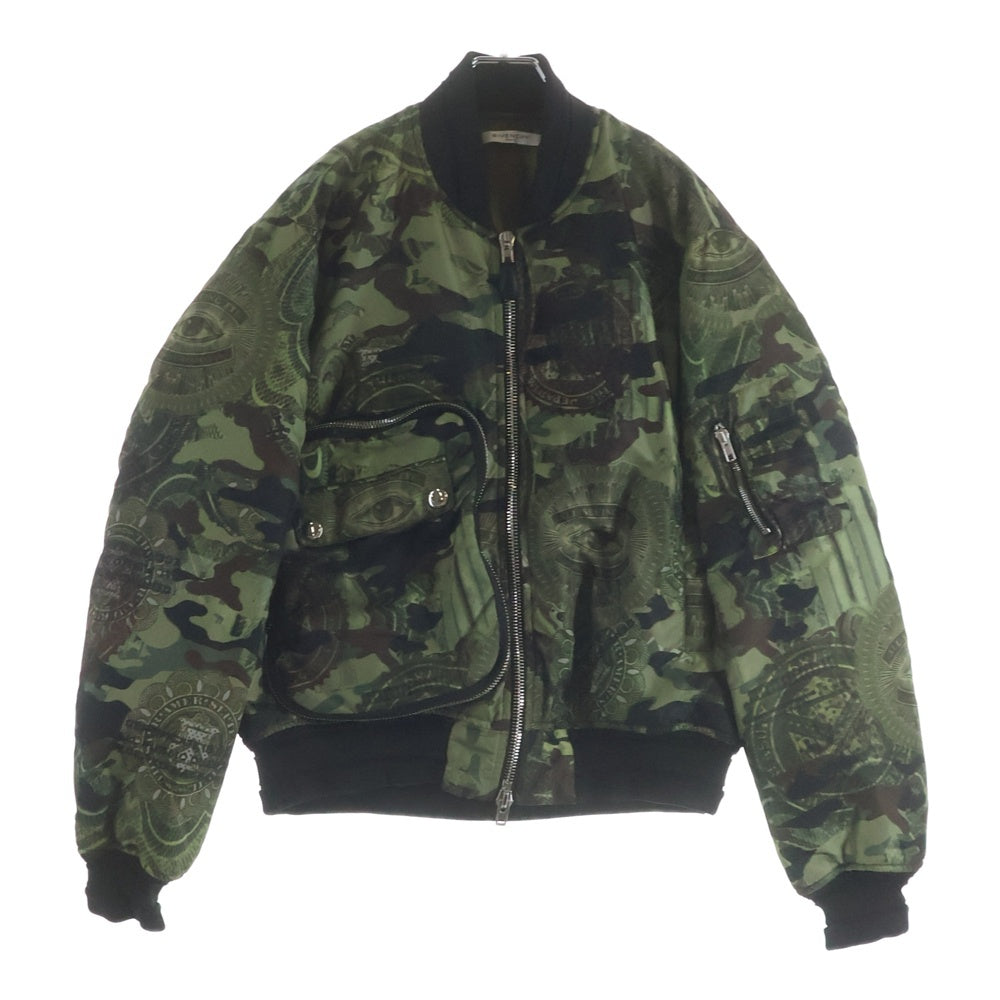 GIVENCHY(ジバンシィ) カモフラ 迷彩総柄 グラフィックプリント ジップアップ 中綿 ボンバージャケット ブルゾン カーキ 17J 0690 764