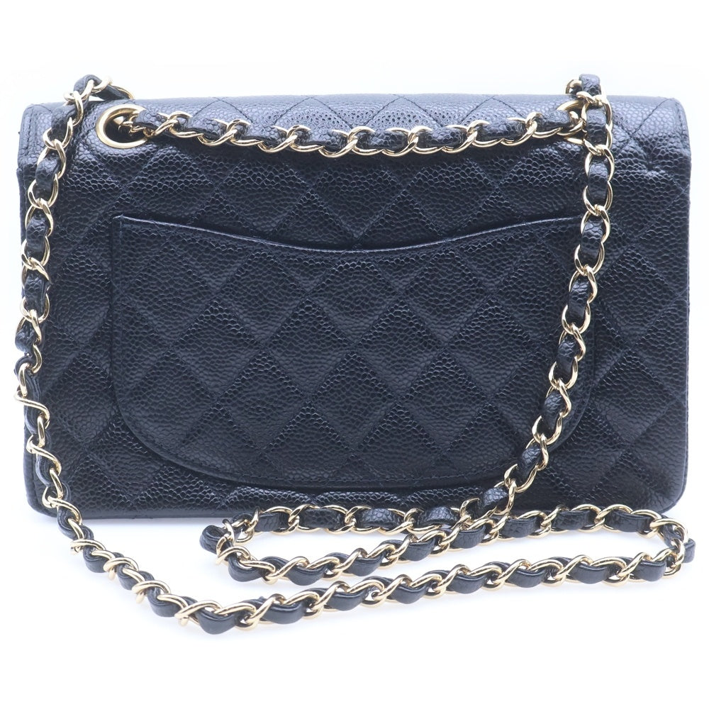 CHANEL(シャネル) マトラッセ23 ダブルフラップ ダブルチェーン ショルダーバッグ ブラック キャビアスキン ゴールド金具 レディース