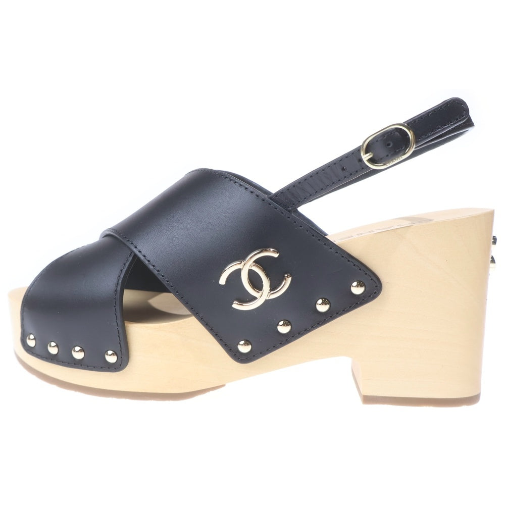 CHANEL(シャネル) ■ココマークサンダルウッドサンダル 黒 #40 レディース