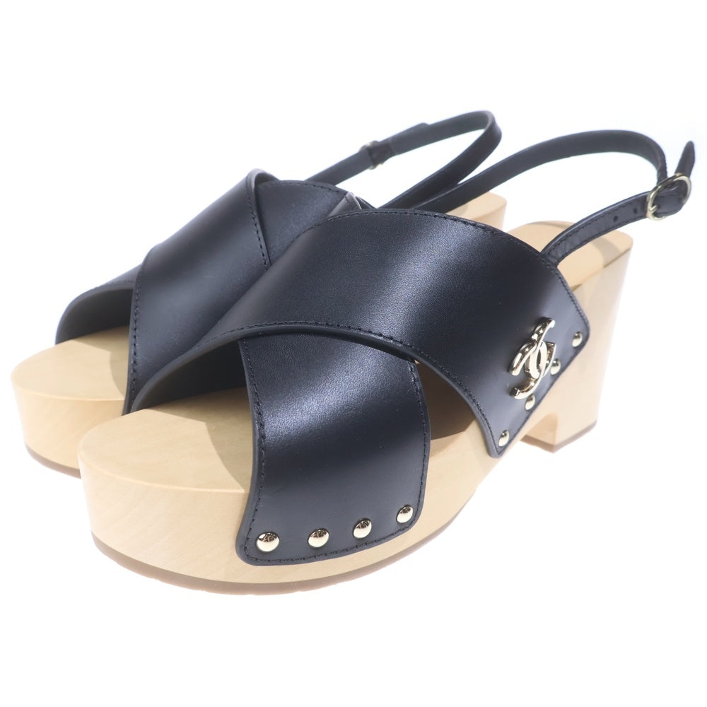 CHANEL(シャネル) ■ココマークサンダルウッドサンダル 黒 #40 レディース