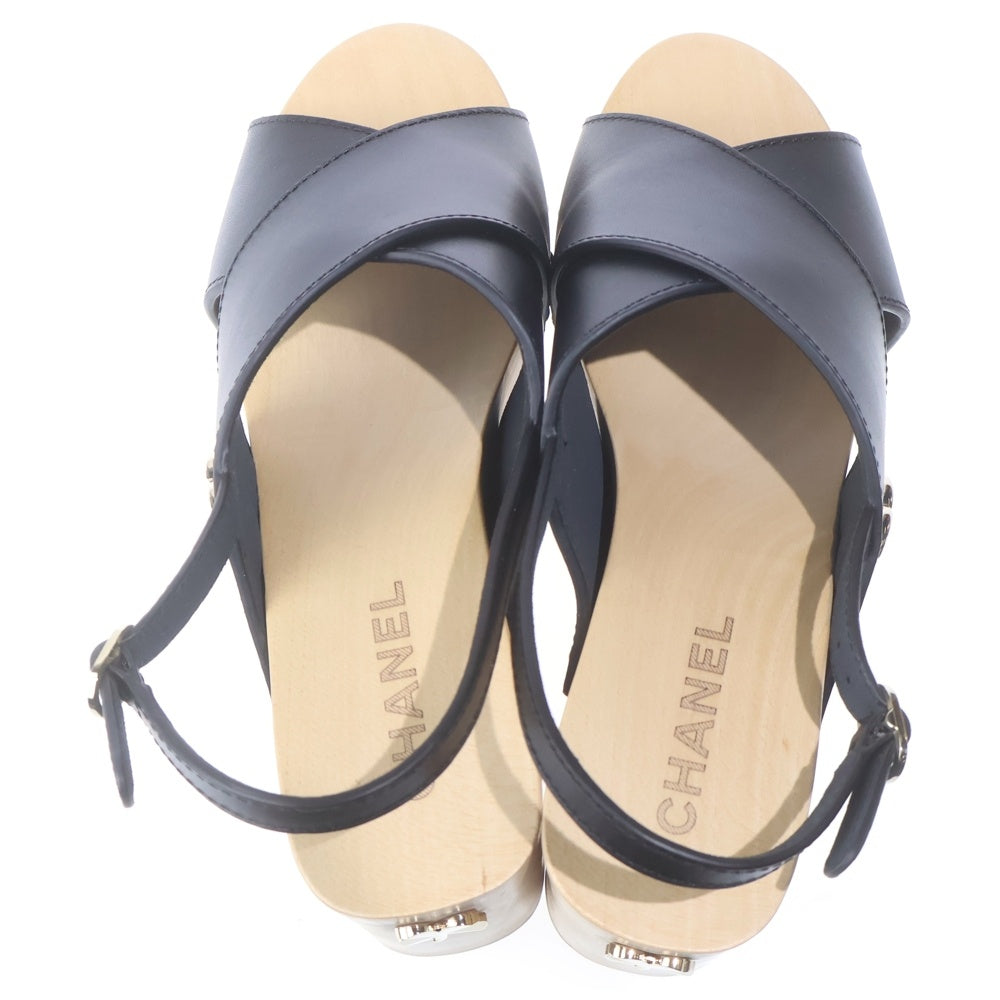 CHANEL(シャネル) ■ココマークサンダルウッドサンダル 黒 #40 レディース