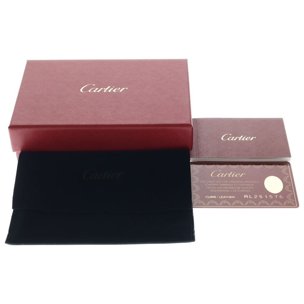 Cartier(カルティエ) サントス ドゥ カルティエ ロゴプレート 二つ折り カードケース ブラック グレインレザー