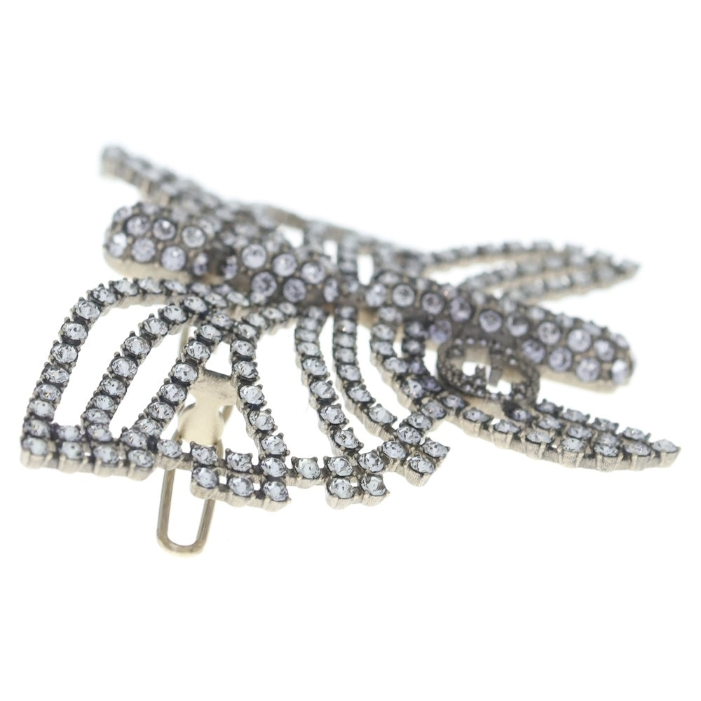 GUCCI(グッチ) インターロッキングG バタフライ ラインストーン ヘアクリップ ヘアピン シルバー レディース