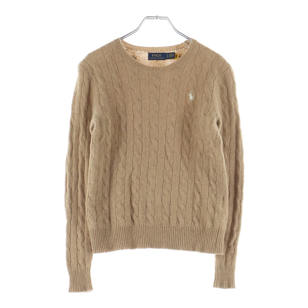 POLO RALPH LAUREN(ポロラルフローレン) 1Pポニー ウールカシミヤ ケーブルニットセーター ベージュ レディース