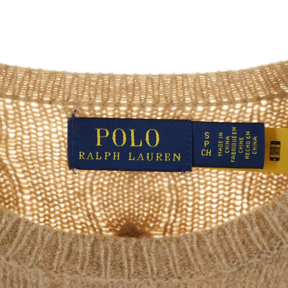 POLO RALPH LAUREN(ポロラルフローレン) 1Pポニー ウールカシミヤ ケーブルニットセーター ベージュ レディース