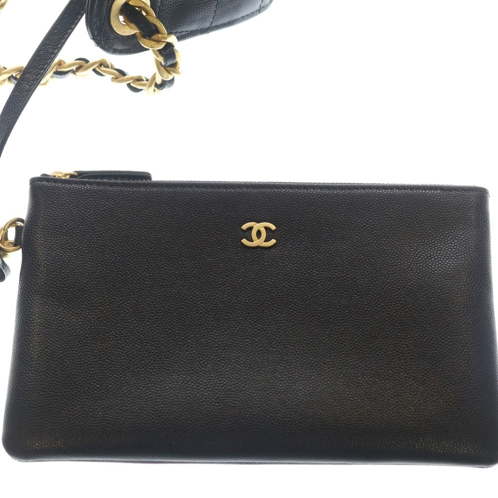 CHANEL(シャネル) シャネル25 ミディアム ハンドバッグ ワンショルダーバッグ チェーンバッグ ブラック キャビアスキン AS5311 ゴールド金具 レディース