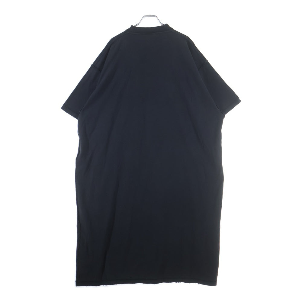 BALENCIAGA(バレンシアガ) ダメージ加工 ワッペンロゴ オーバーサイズ 半袖Tシャツ ワンピース ブラック レディース 793840