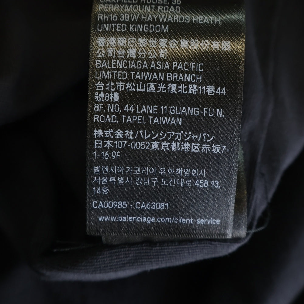 BALENCIAGA(バレンシアガ) ダメージ加工 ワッペンロゴ オーバーサイズ 半袖Tシャツ ワンピース ブラック レディース 793840