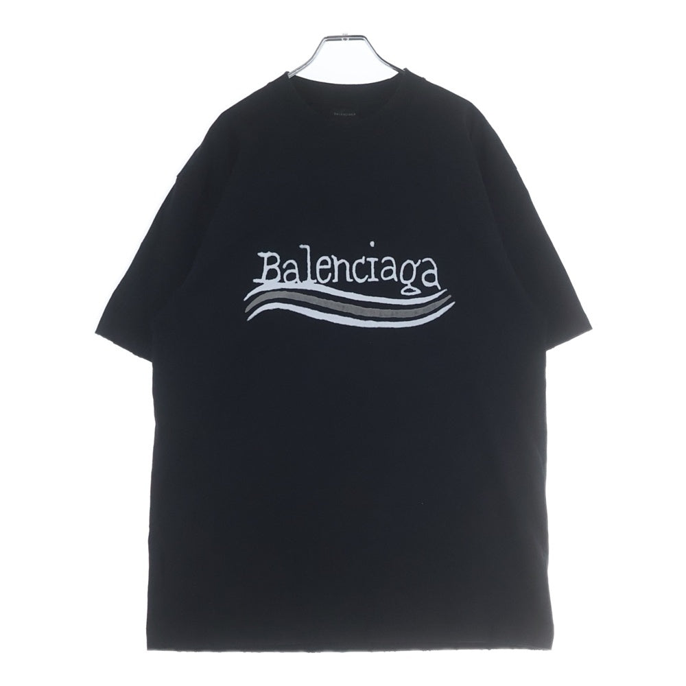 BALENCIAGA バレンシアガ 23AW キャンペーンロゴプリント クルーネック 半袖Tシャツ カットソー ブラック 641655 BALENCIAGA(バレンシアガ) 23AW キャンペーンロゴプリント クルー