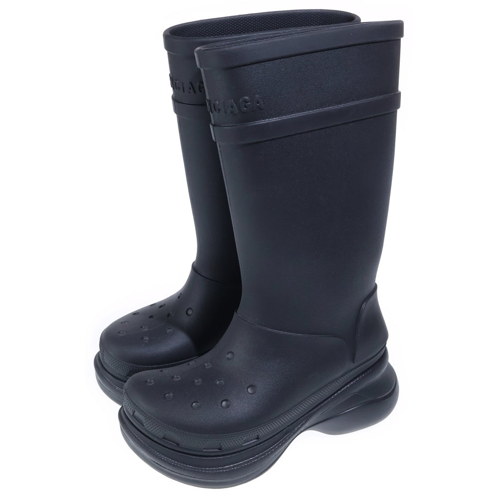 BALENCIAGA(バレンシアガ) ×crocs クロックス ラバー レイン ロングブーツ ブラック レディース