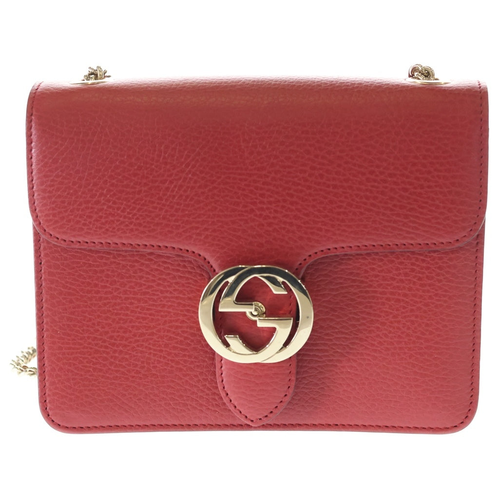 GUCCI(グッチ) インターロッキングG チェーンショルダーバッグ レザー 510304 ゴールド金具 レディース
