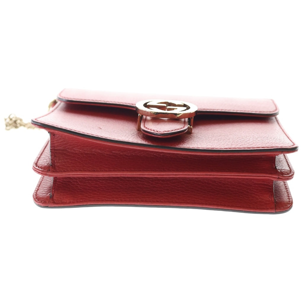 GUCCI(グッチ) インターロッキングG チェーンショルダーバッグ レザー 510304 ゴールド金具 レディース