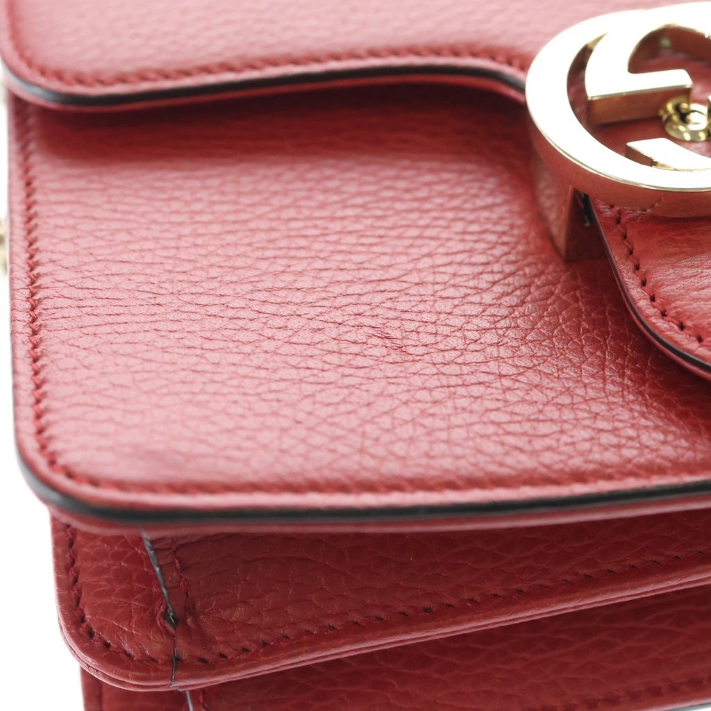 GUCCI(グッチ) インターロッキングG チェーンショルダーバッグ レザー 510304 ゴールド金具 レディース