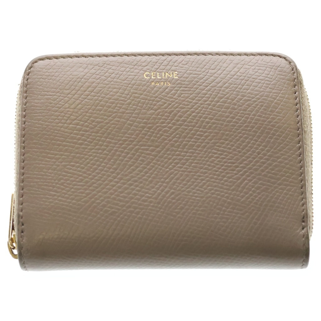 CELINE(セリーヌ) コンパクトウォレット ミニ財布 ベージュ ブラウン レザー ゴールド金具 レディース