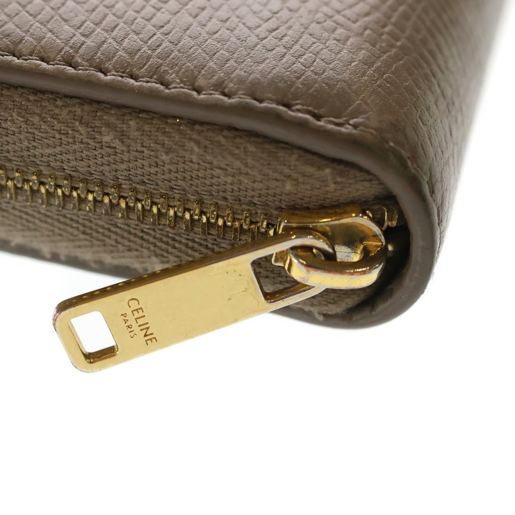 CELINE(セリーヌ) コンパクトウォレット ミニ財布 ベージュ ブラウン レザー ゴールド金具 レディース