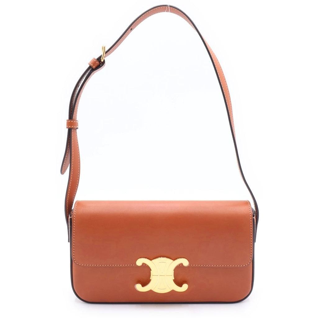 CELINE(セリーヌ) ティーントリオンフ ショルダーバッグ ワンショルダーバッグ ブラウン カーフレザー ゴールド金具 レディース