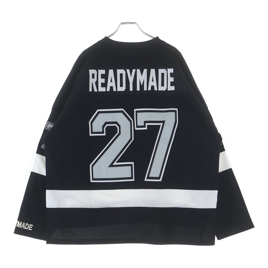 READY MADE(レディメイド) GAME SHIRT SMILE 長袖シャツ ブラック/ホワイト RE-PO-BK-00-00-249