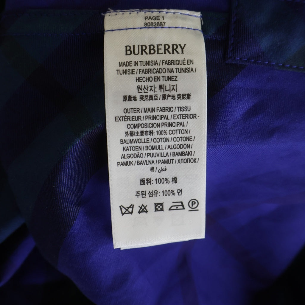 BURBERRY(バーバリー) ノバチェック総柄 ワンポイントロゴ刺繍 ボタンダウン 長袖シャツ ブルー 8082887