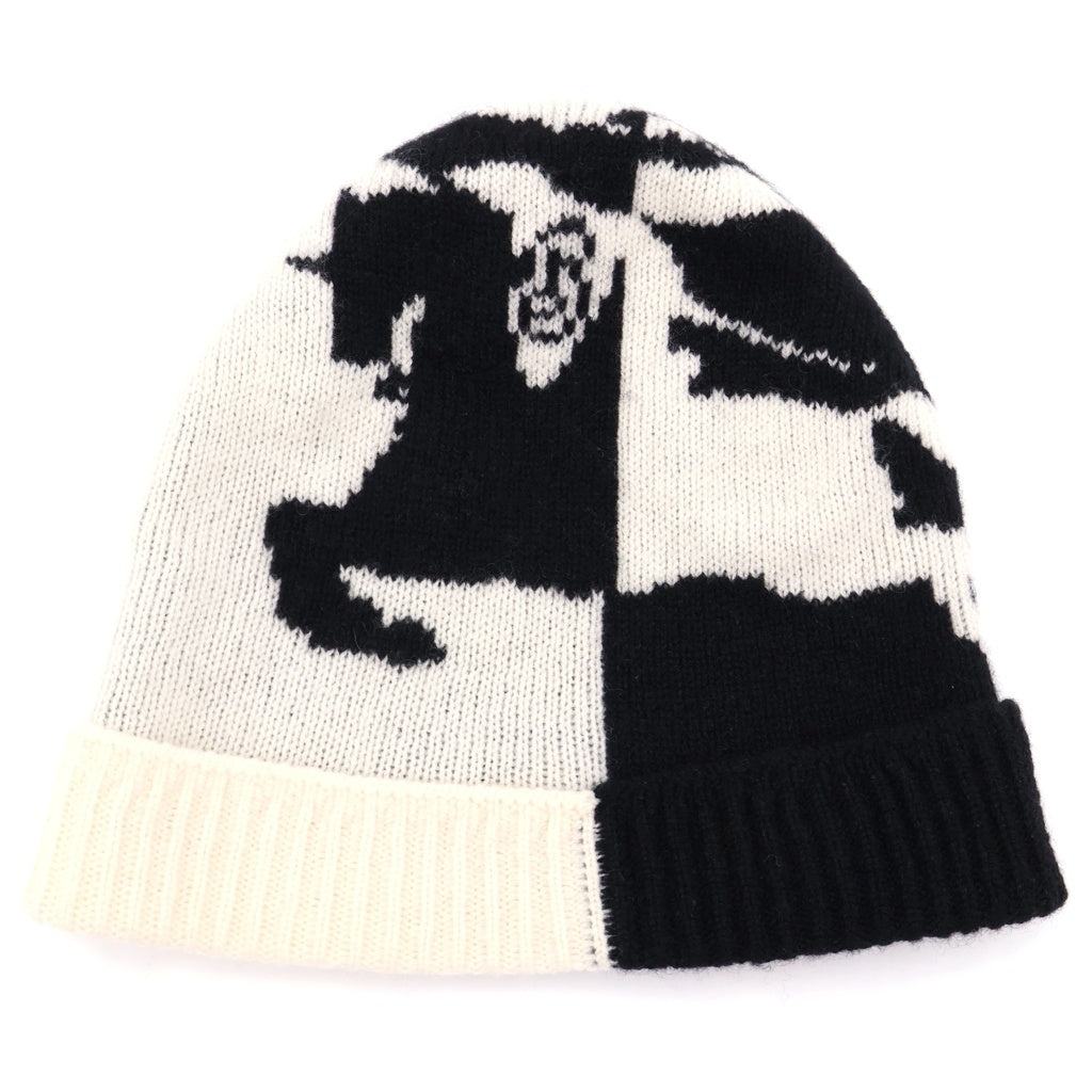 BURBERRY(バーバリー) ニットキャップ ビーニー ブラック×ホワイト