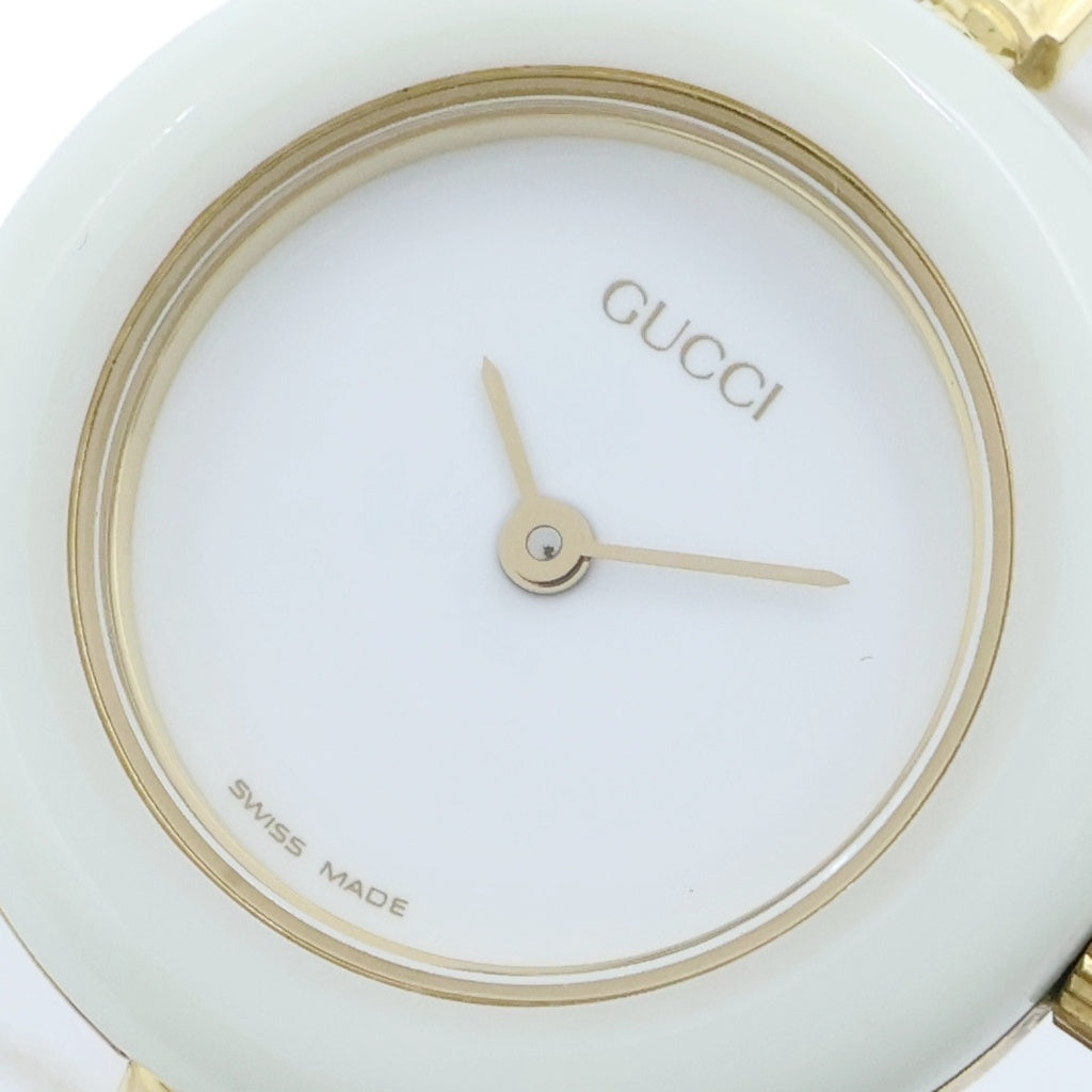 GUCCI(グッチ) チェンジベゼル 白文字盤 クォーツウォッチ 腕時計 ゴールド/マルチ 1100-L レディース