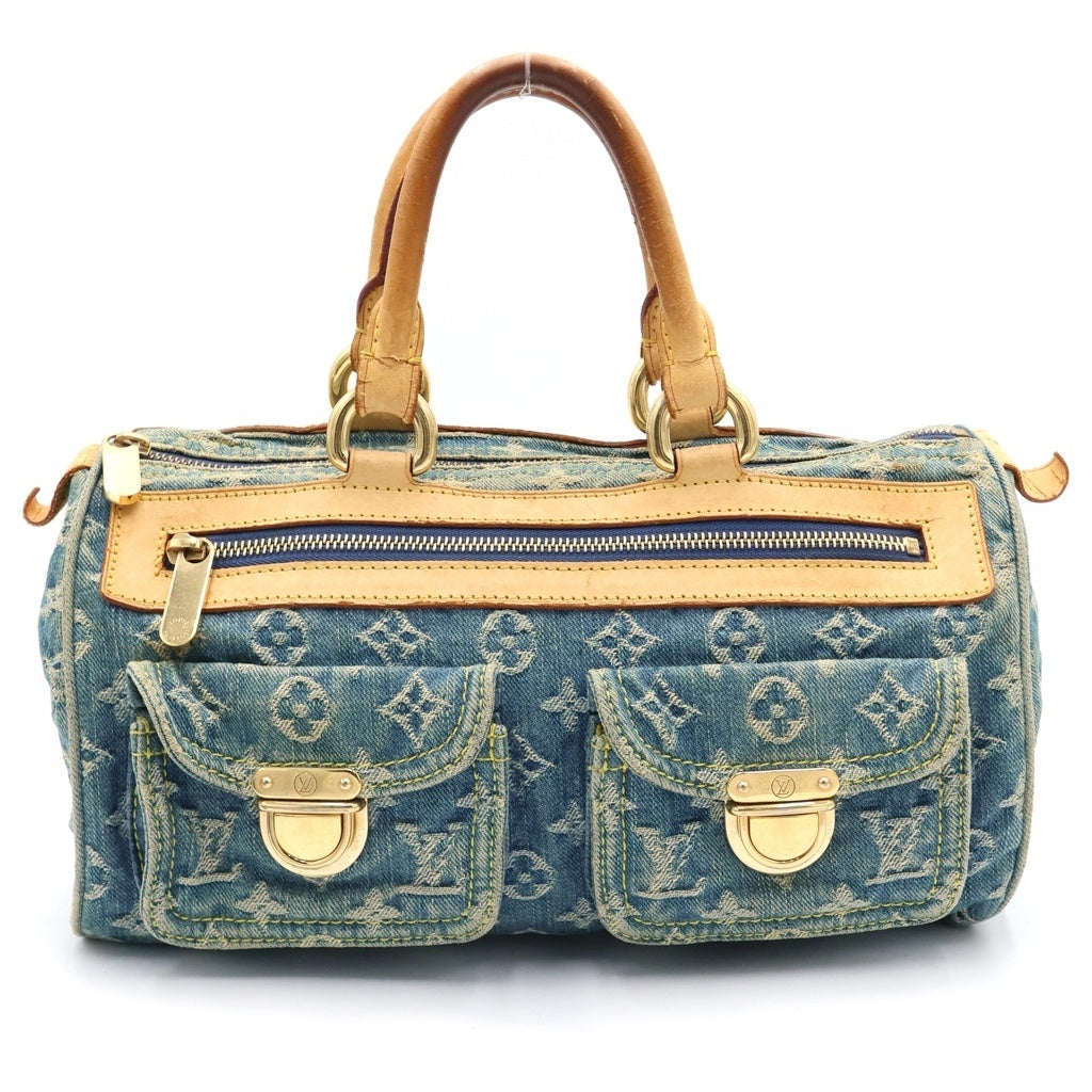 LOUIS VUITTON(ルイヴィトン) モノグラムデニム ネオスピーディ ハンドバッグ ミニボストンバッグ インディゴブルー×ブラウン デニム×レザー M95019 ゴールド金具 レディース