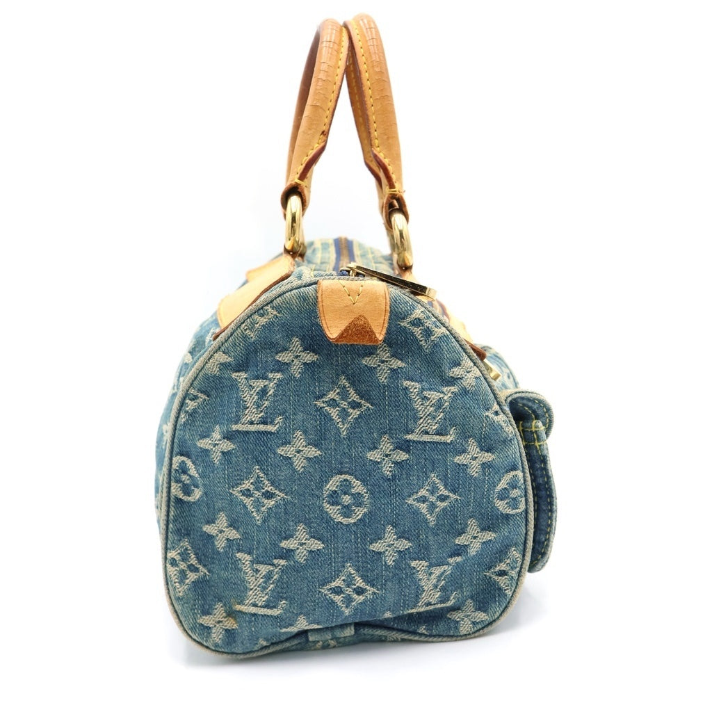 LOUIS VUITTON(ルイヴィトン) モノグラムデニム ネオスピーディ ハンドバッグ ミニボストンバッグ インディゴブルー×ブラウン デニム×レザー M95019 ゴールド金具 レディース