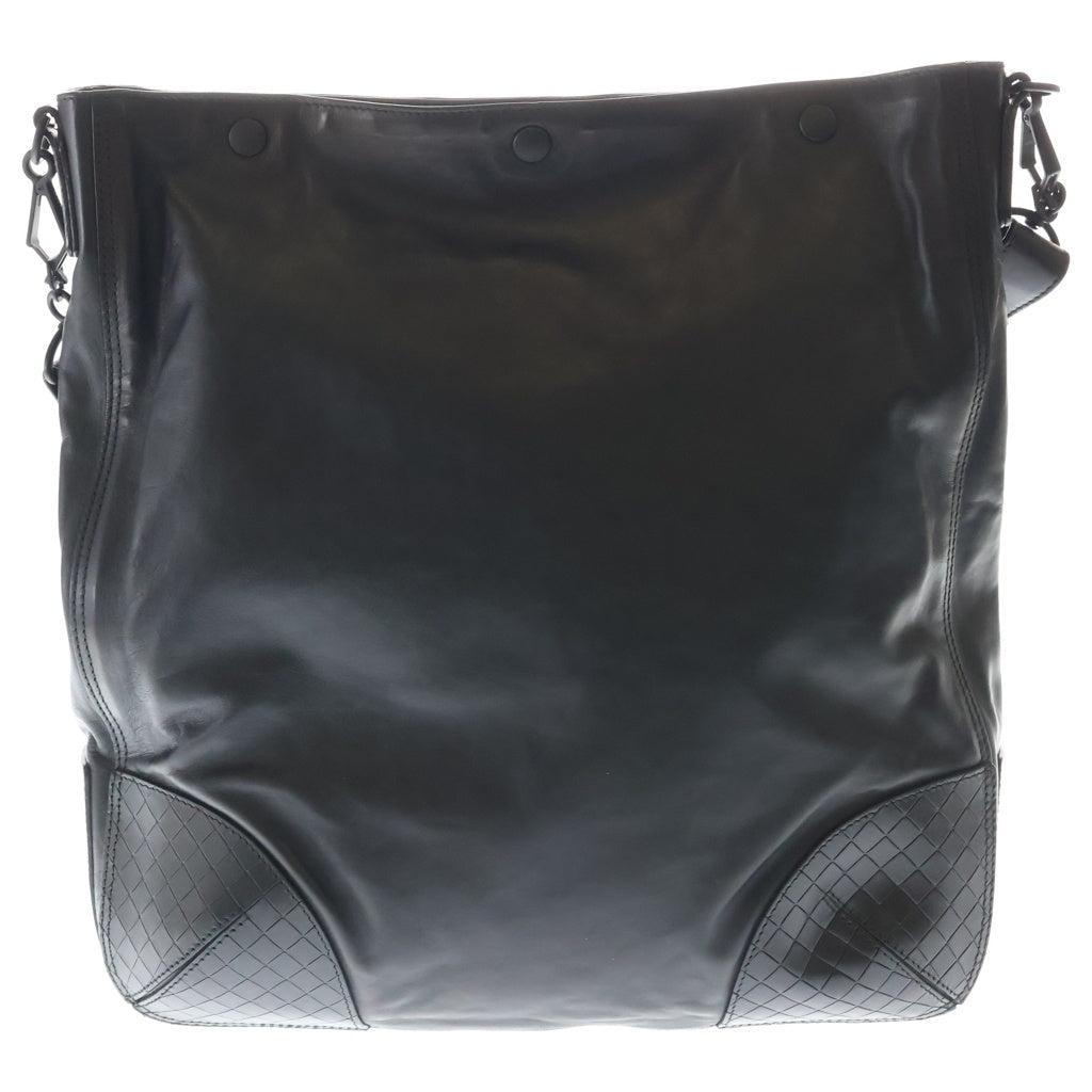 BOTTEGA VENETA(ボッテガヴェネタ) イントレチャート ショルダーバック ブラック レザー ブラック金具