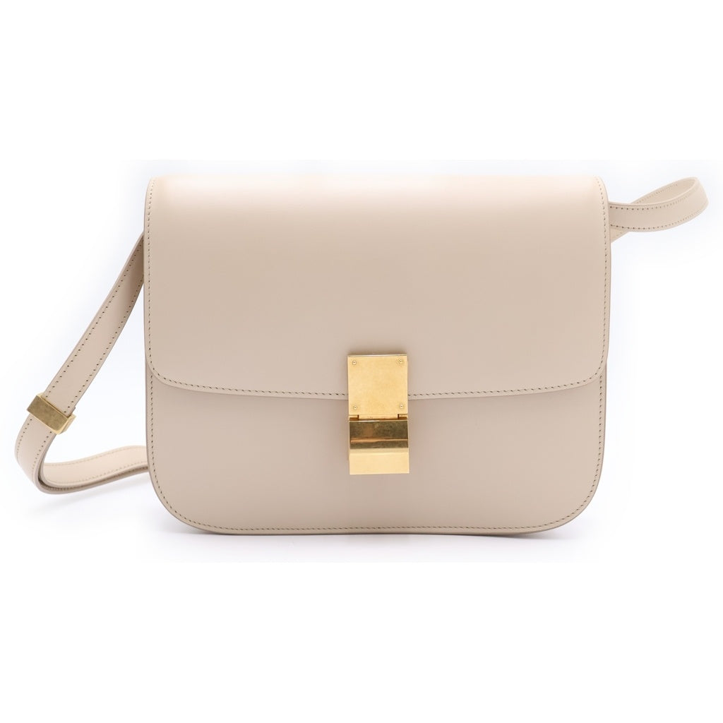 CELINE(セリーヌ) クラシックティーンボックス ショルダーバック ベージュ レザー ゴールド金具 レディース