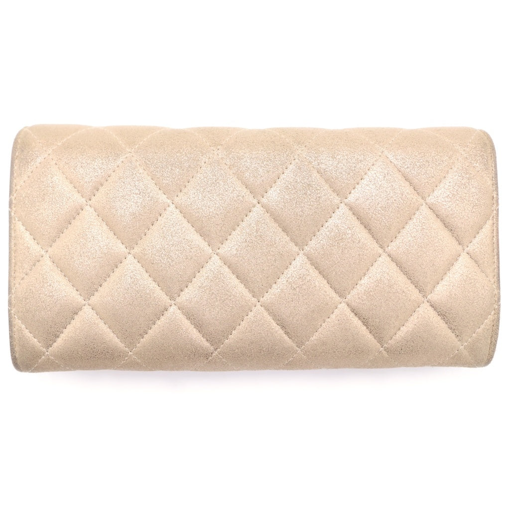 CHANEL(シャネル) マトラッセ ロングウォレット 長財布 カードケース ゴートスキン×シャンパンゴールド A80002 シルバー金具 レディース