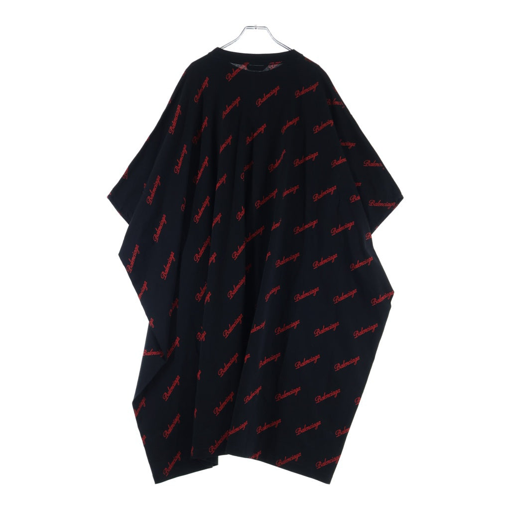 BALENCIAGA(バレンシアガ) ロゴビックシルエットシャツワンピース ブラック×レッド #XS レディース