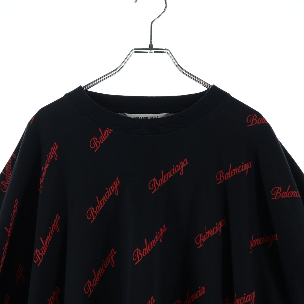 BALENCIAGA(バレンシアガ) ロゴビックシルエットシャツワンピース ブラック×レッド #XS レディース