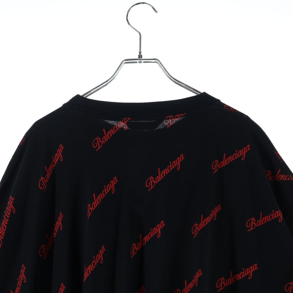 BALENCIAGA(バレンシアガ) ロゴビックシルエットシャツワンピース ブラック×レッド #XS レディース