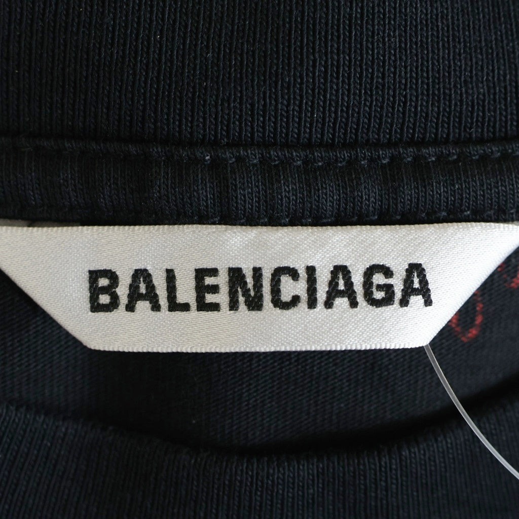 BALENCIAGA(バレンシアガ) ロゴビックシルエットシャツワンピース ブラック×レッド #XS レディース