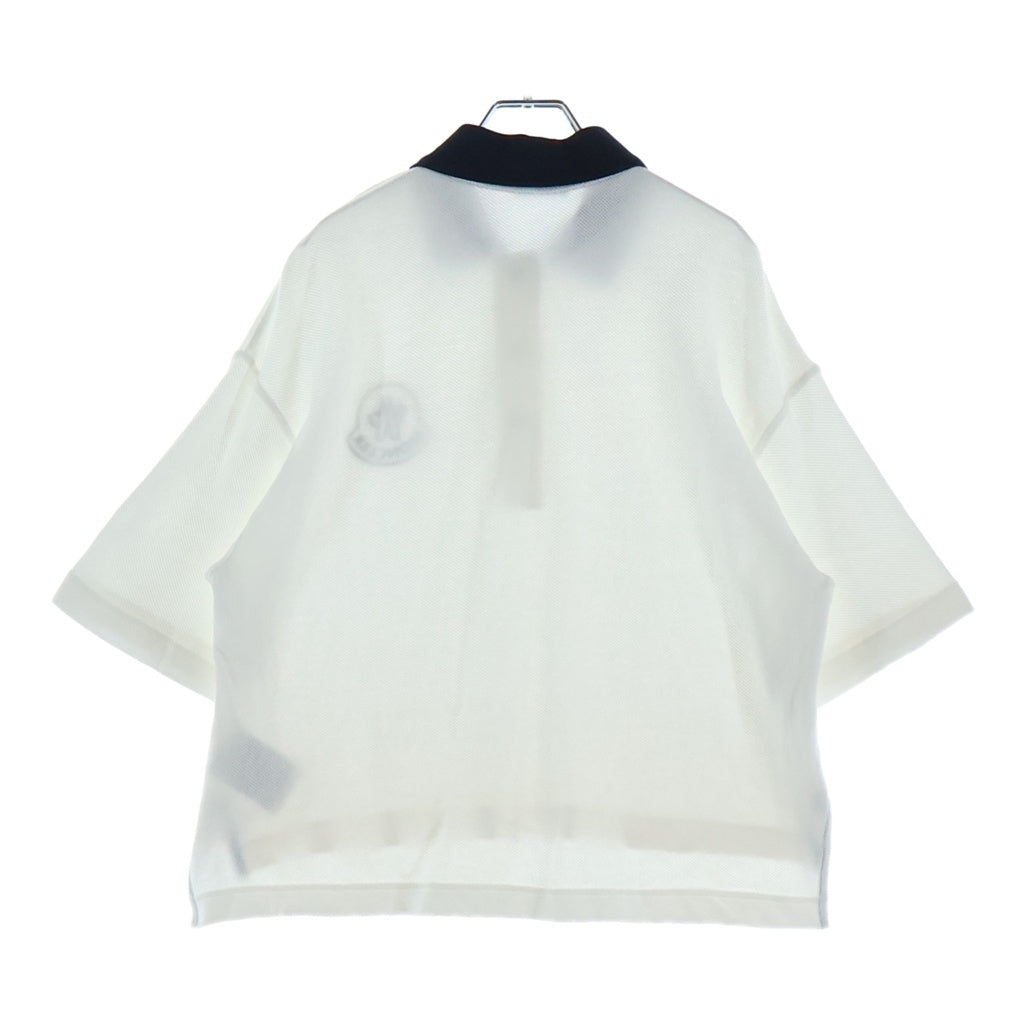 MONCLER(モンクレール) 23SS ロゴ刺繍 半袖 ポロシャツ ホワイト/ネイビー I10938A00005 レディース