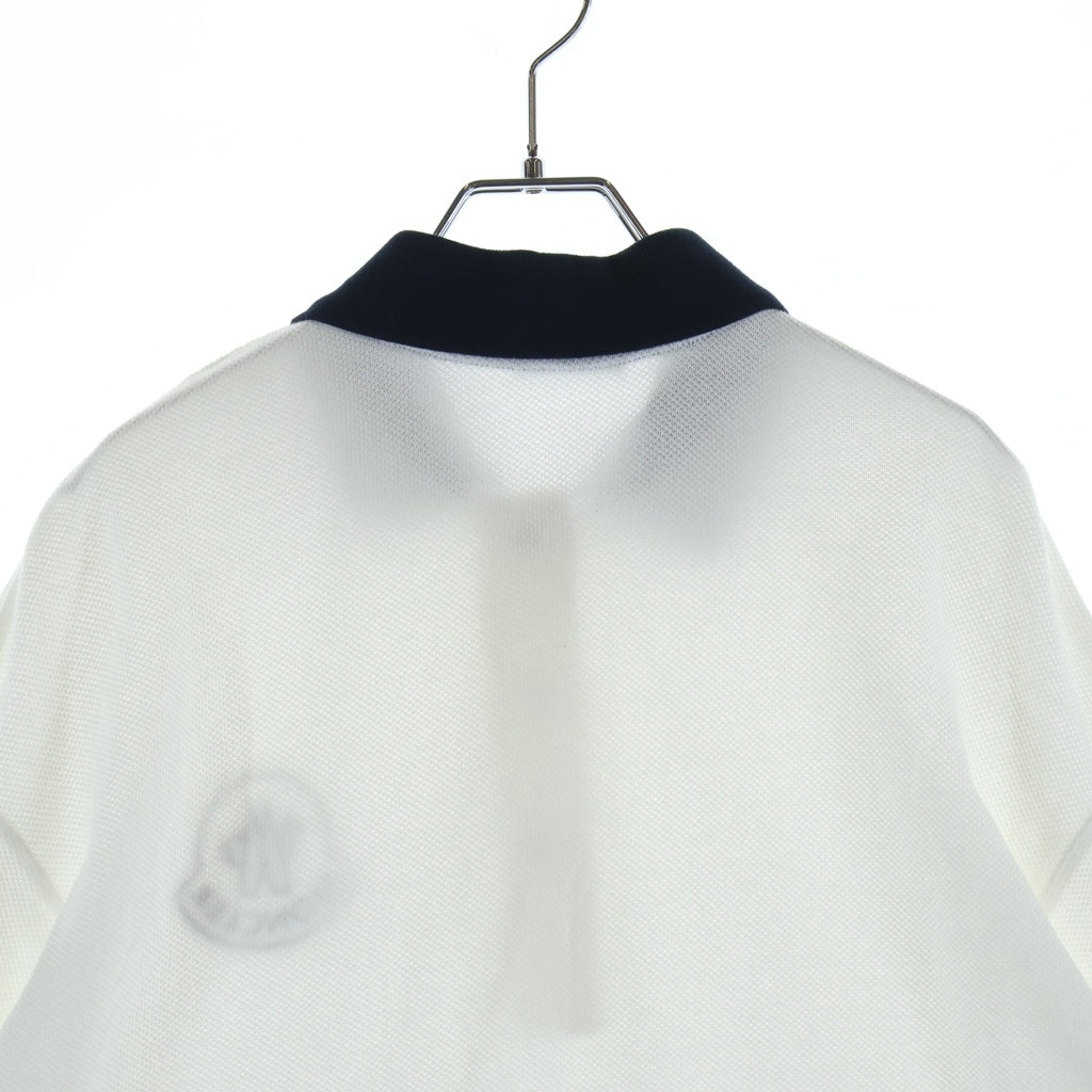 MONCLER(モンクレール) 23SS ロゴ刺繍 半袖 ポロシャツ ホワイト/ネイビー I10938A00005 レディース