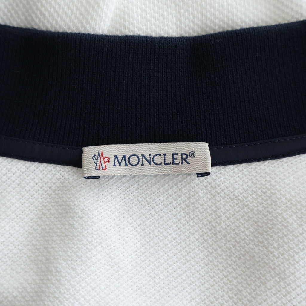 MONCLER(モンクレール) 23SS ロゴ刺繍 半袖 ポロシャツ ホワイト/ネイビー I10938A00005 レディース