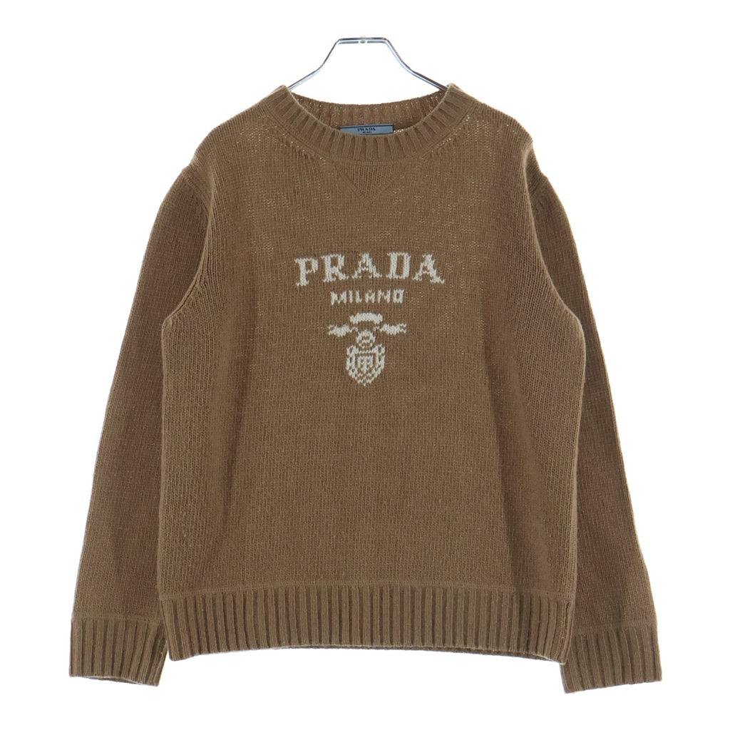 PRADA(プラダ) ロゴ カシミヤ/ウール クルーネック セーター ブラウン P24G1V レディース