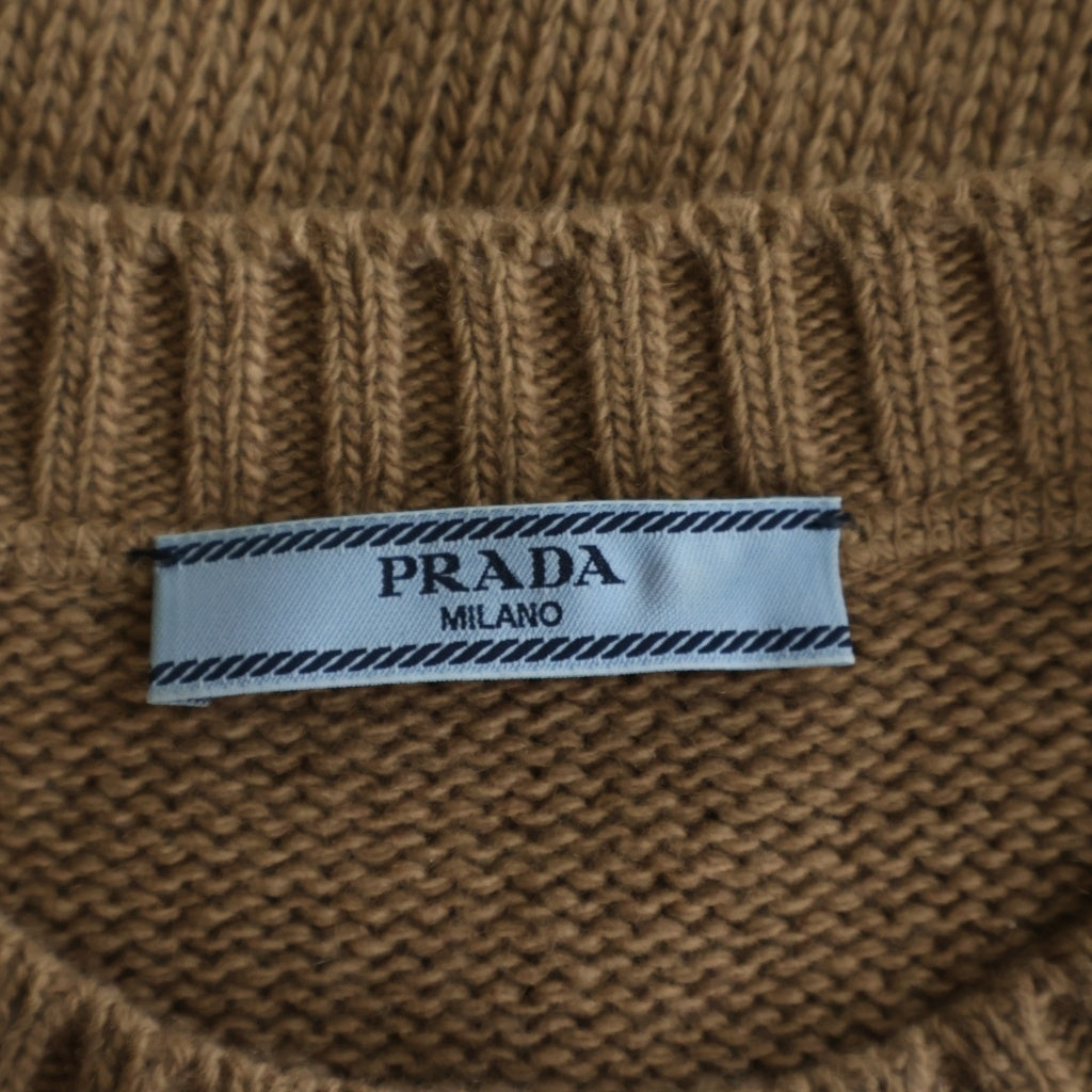 PRADA(プラダ) ロゴ カシミヤ/ウール クルーネック セーター ブラウン P24G1V レディース