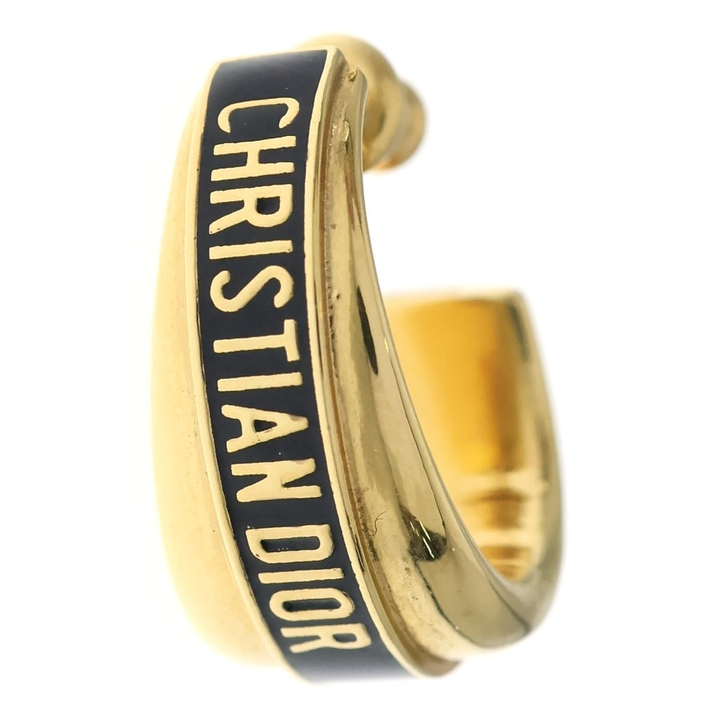 Christian Dior(クリスチャンディオール) CODE ロゴ フープ ピアス GP ゴールド/ブラック レディース