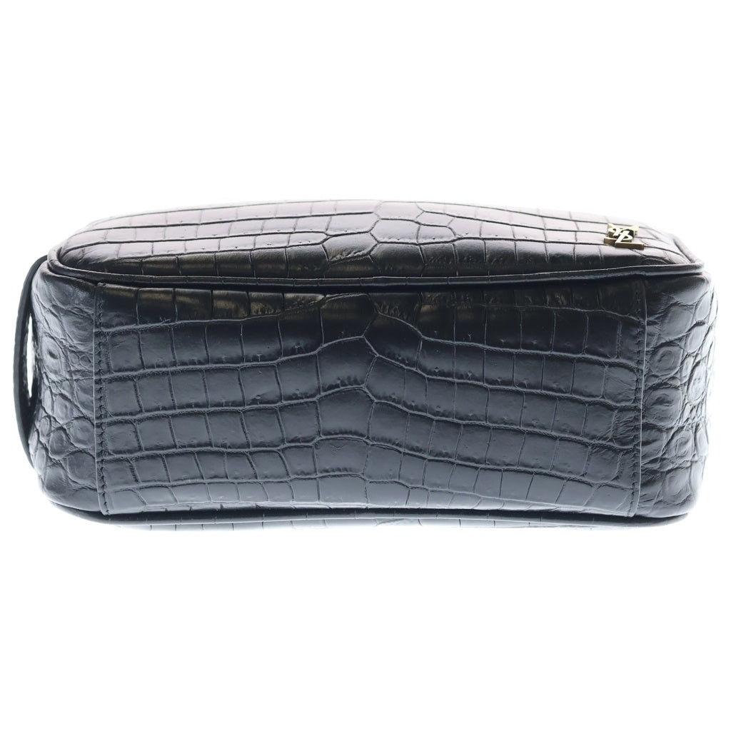 SAINT LAURENT PARIS(サンローランパリ) カサンドラ ロゴ クラッチバッグ ポーチ ケース ブラック 型押しクロコ レザー 664555 ゴールド金具 レディース