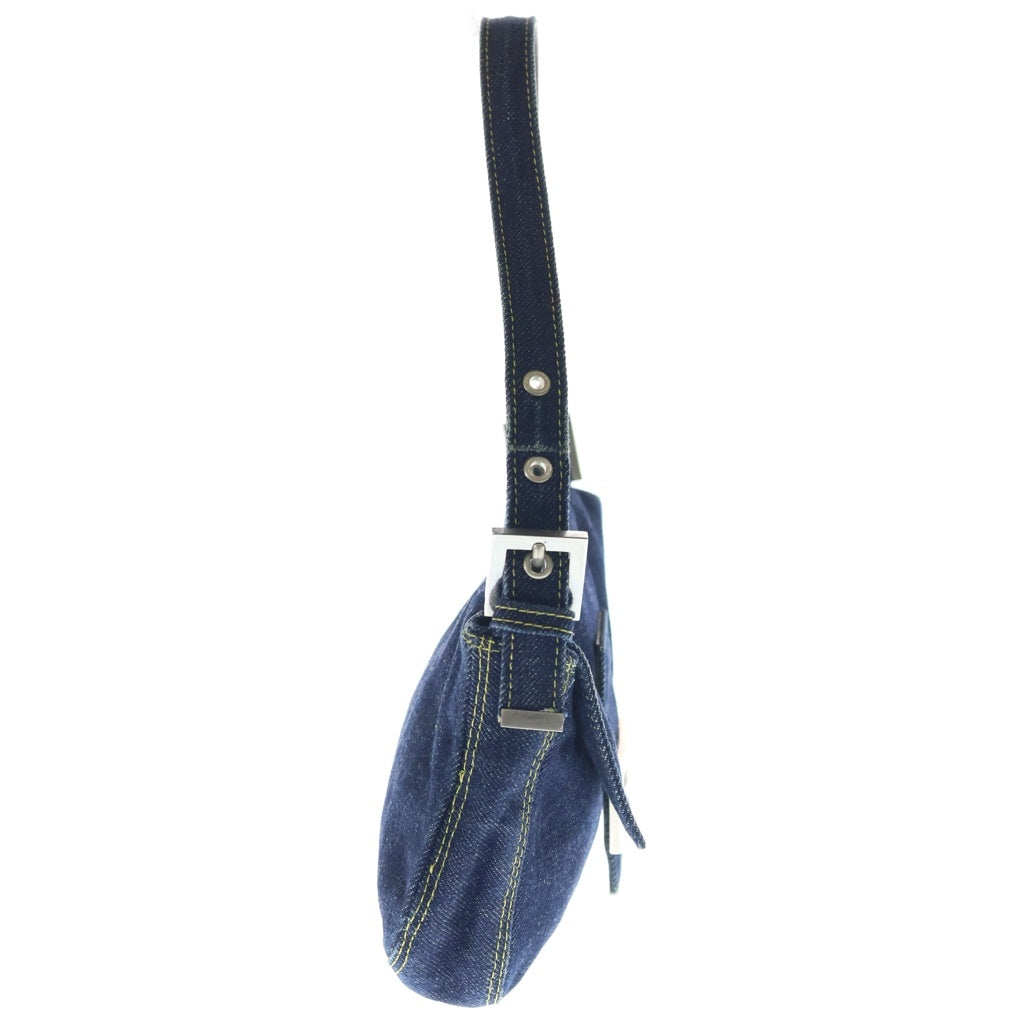 FENDI(フェンディ) デニム マンマバゲット ハンドバッグ ワンショルダーバッグ ネイビー インディゴブルー シルバー金具 レディース