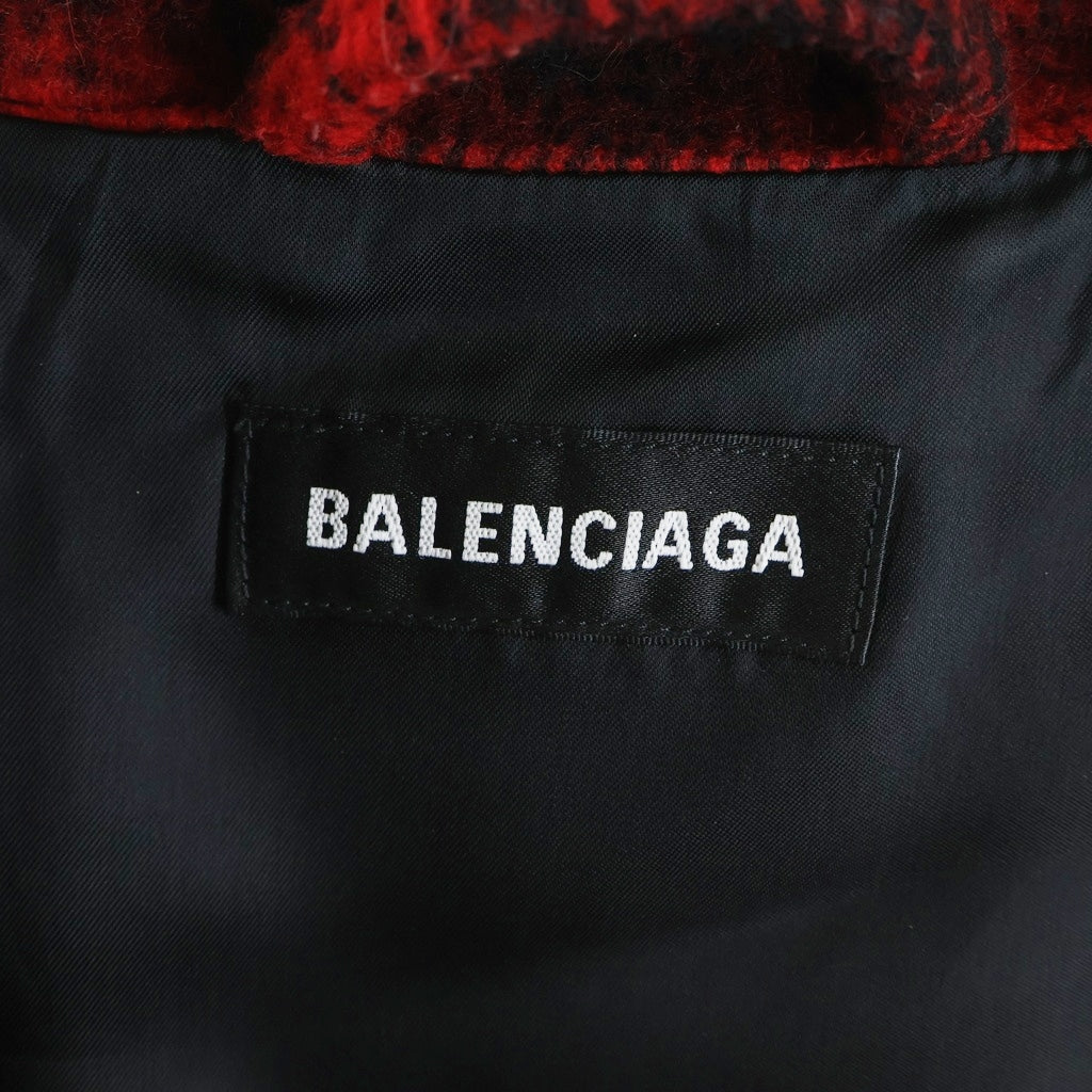 BALENCIAGA(バレンシアガ) ロゴ刺繍 チェック総柄 ウール ジップアップ