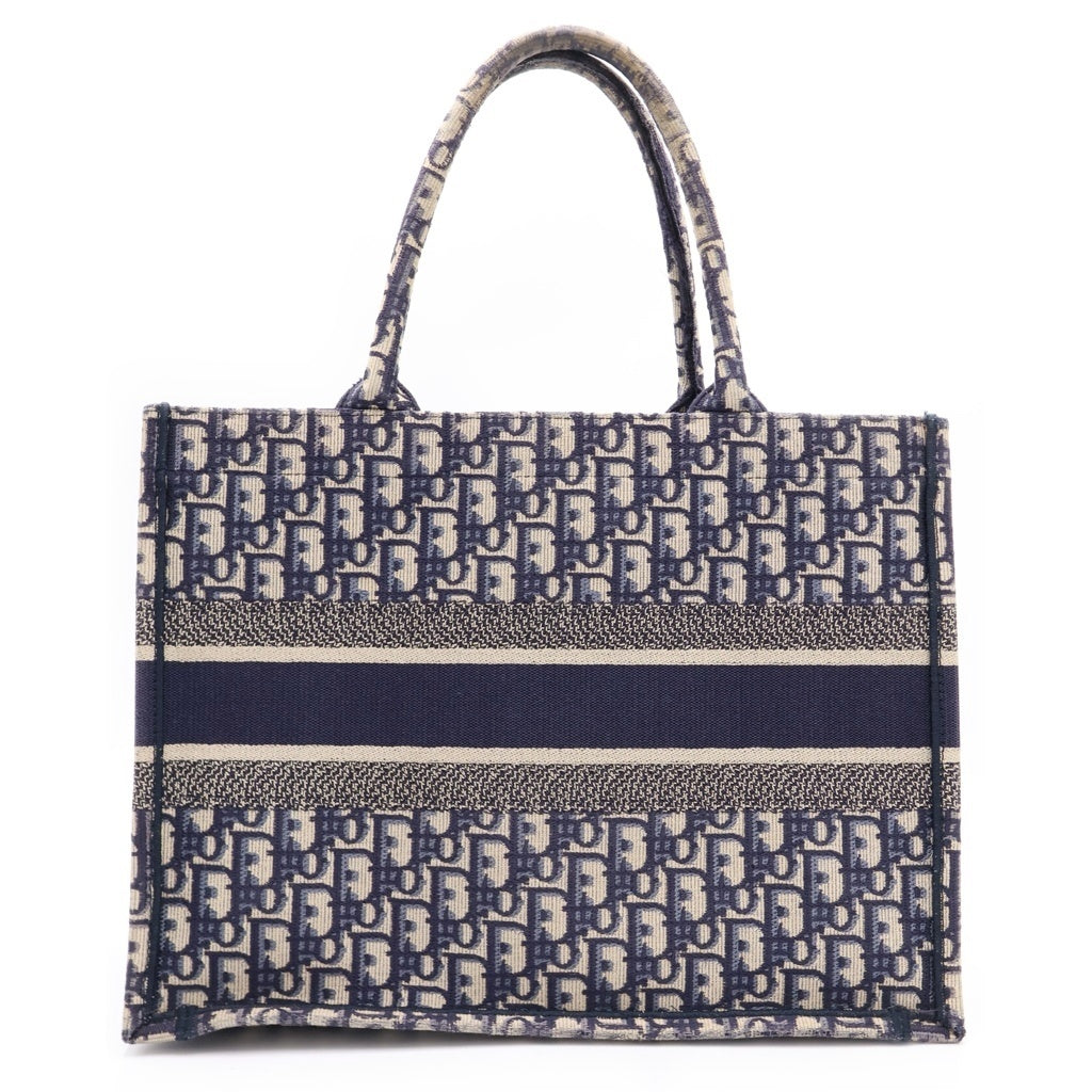 Christian Dior(クリスチャンディオール) オブリーク ブックトート ミディアム ハンドバッグ トートバッグ ネイビー キャンバス レディース