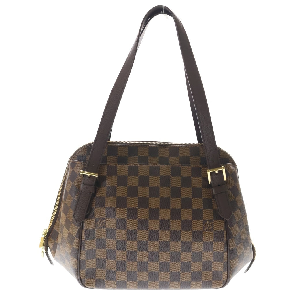 LOUIS VUITTON(ルイヴィトン) ダミエ ベレムMM ハンドバッグ ブラウン レザー×PVC N51174 ゴールド金具 レディース