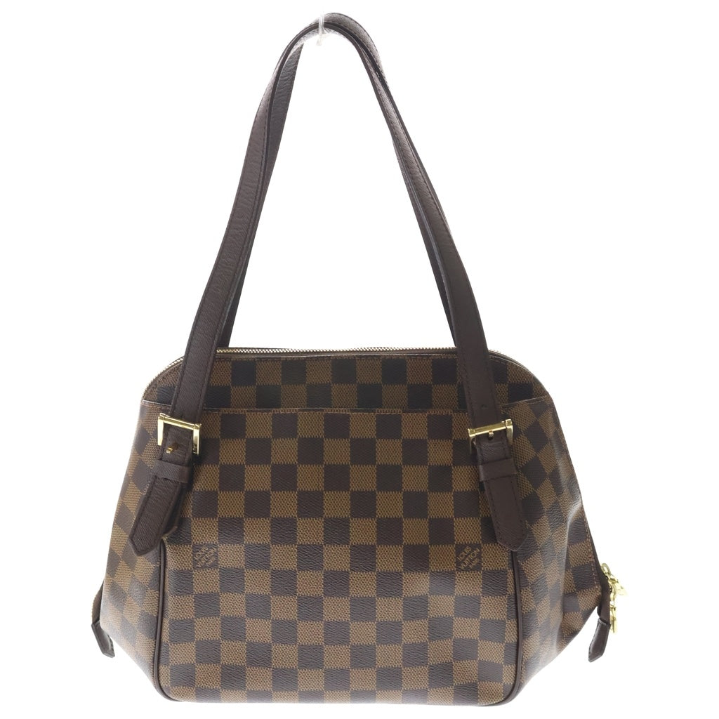 LOUIS VUITTON(ルイヴィトン) ダミエ ベレムMM ハンドバッグ ブラウン レザー×PVC N51174 ゴールド金具 レディース