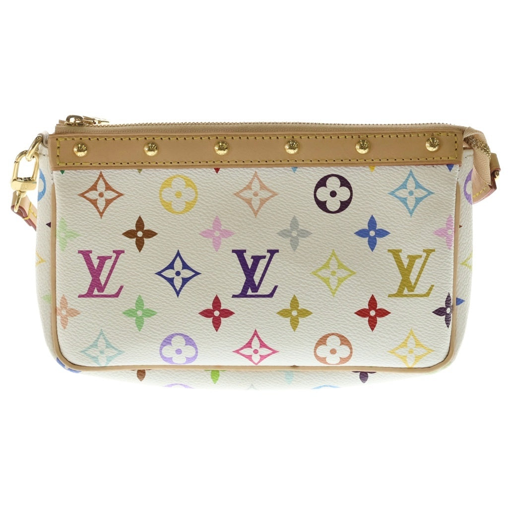 LOUIS VUITTON(ルイヴィトン) LV×TM モノグラムマルチカラー ポシェット・アクセソワール 2WAYバッグ ハンドバッグ ショルダーバッグ ホワイト×ブラウン レザー×PVC M13404 ゴールド金具 レディース
