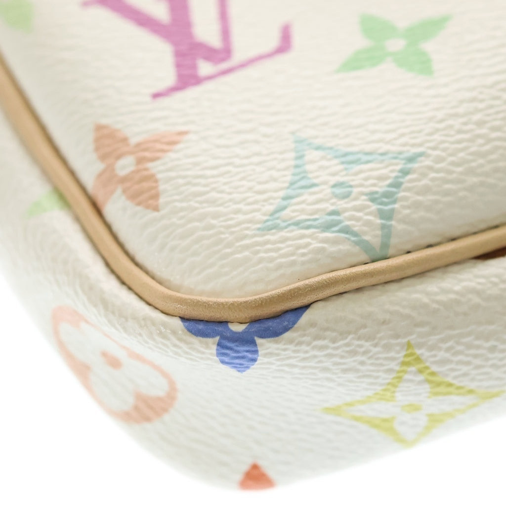 LOUIS VUITTON(ルイヴィトン) LV×TM モノグラムマルチカラー ポシェット・アクセソワール 2WAYバッグ ハンドバッグ ショルダーバッグ ホワイト×ブラウン レザー×PVC M13404 ゴールド金具 レディース