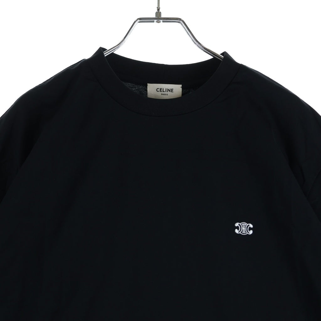 CELINE(セリーヌ) トリオンフ刺繍 半袖Tシャツ ブラック #L