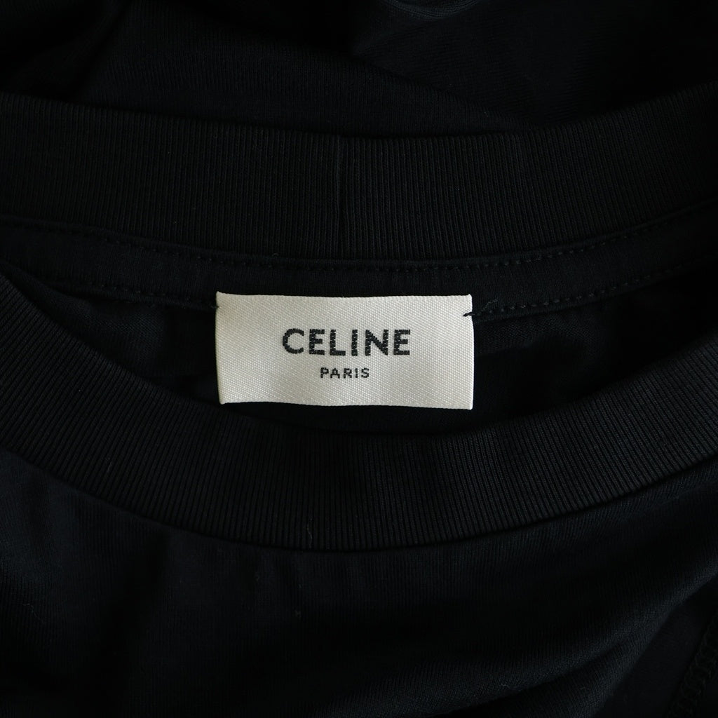 CELINE(セリーヌ) トリオンフ刺繍 半袖Tシャツ ブラック #L
